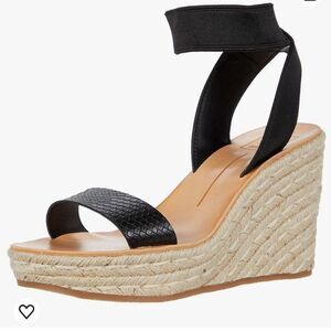 Dolce Vita Pia Women’s black wedge espadrille strappy ankle sandal size 7.5 EUC!